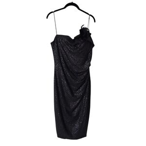 David Meister Black Strapless Sequin Midi Dress Womens Size 12